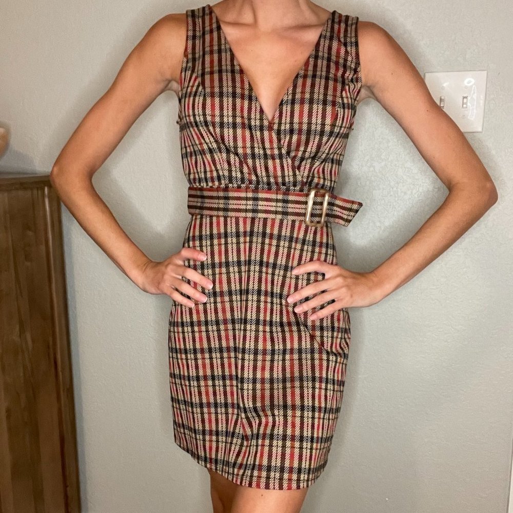 NEW Plaid A-line Mini Dress,  teacher's dress, size 3/4